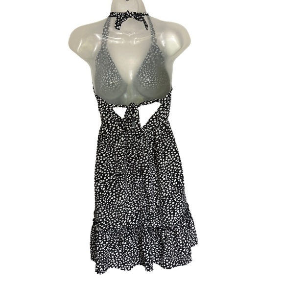 Crescent Black & White Print Halter Dress Ties in Back - Picture 2 of 3